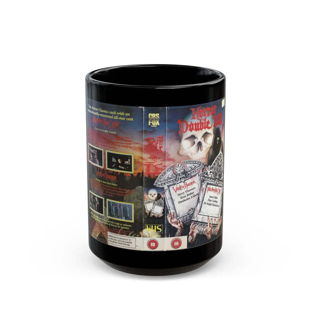 HORROR DOUBLE BILL VAULT OF HORROR TALES FROM THE CRYPT (VHS COVER) - Black Coffee Mug-15oz-Go Mug Yourself