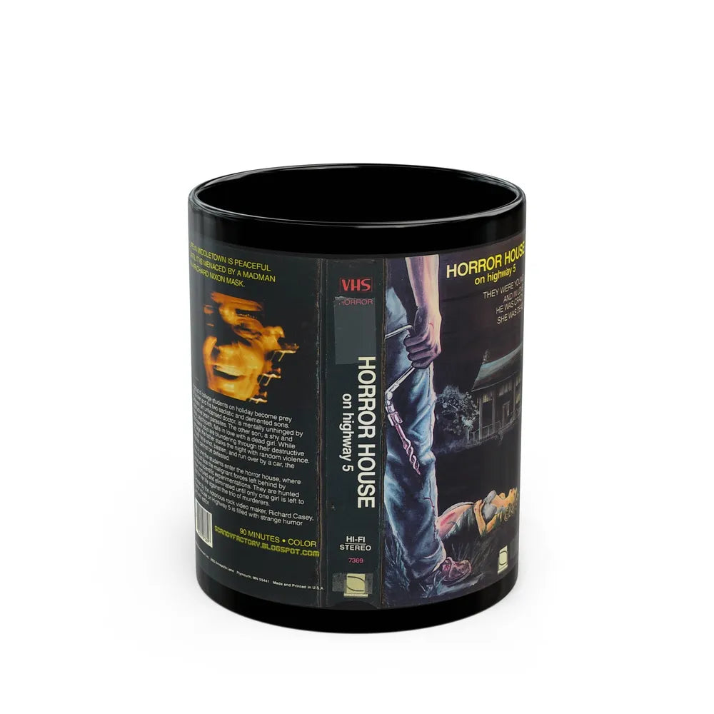 HORROR HOUSE ON HIGHWAY 5 (VHS COVER) - Black Coffee Mug-11oz-Go Mug Yourself