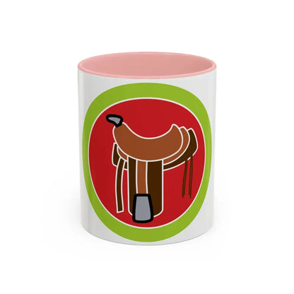 Horsemanship (Boy Scout Merit Badge) Accent Coffee Mug 11oz Pink - Go Mug Yourself