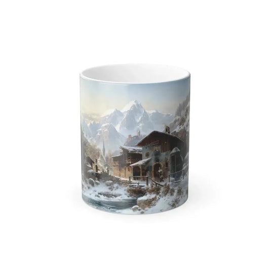 Horst Hacker (1842-1906) Smithy in Winter - Oil on Canvas - Color Changing Mug 11oz 11oz - Go Mug Yourself