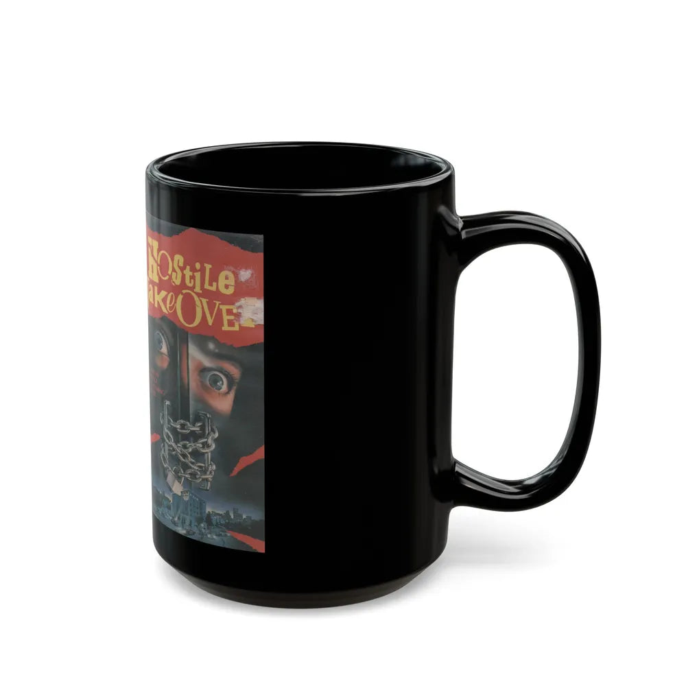 HOSTILE TAKEOVER IVE ENTERTAINMENT (VHS COVER) - Black Coffee Mug-Go Mug Yourself