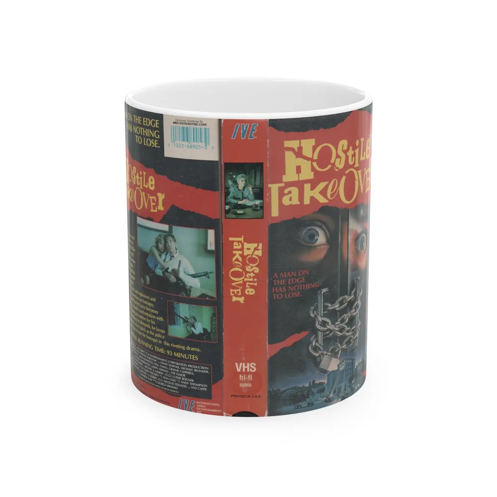 HOSTILE TAKEOVER IVE ENTERTAINMENT (VHS COVER) - White Coffee Mug-11oz-Go Mug Yourself