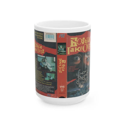 HOSTILE TAKEOVER IVE ENTERTAINMENT (VHS COVER) - White Coffee Mug-15oz-Go Mug Yourself