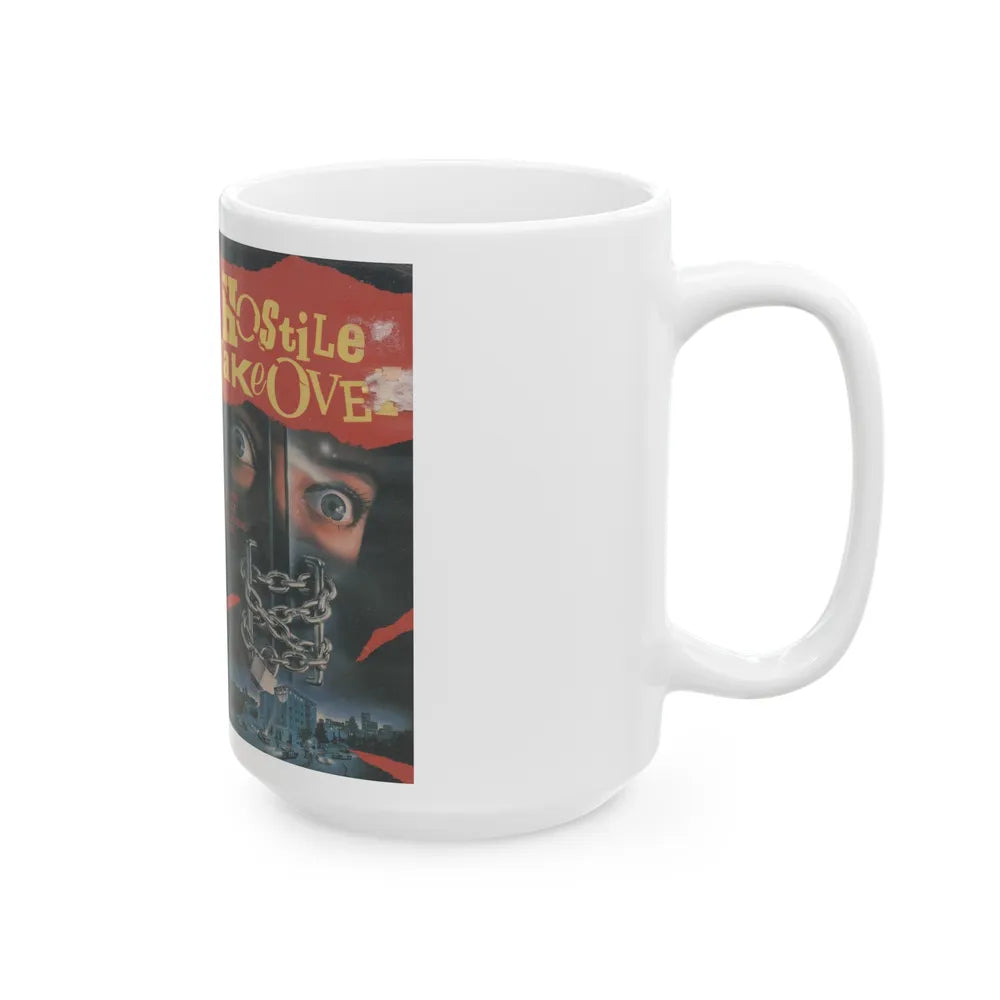 HOSTILE TAKEOVER IVE ENTERTAINMENT (VHS COVER) - White Coffee Mug-Go Mug Yourself