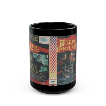 HOSTILE TAKEOVER (VHS COVER) - Black Coffee Mug-15oz-Go Mug Yourself