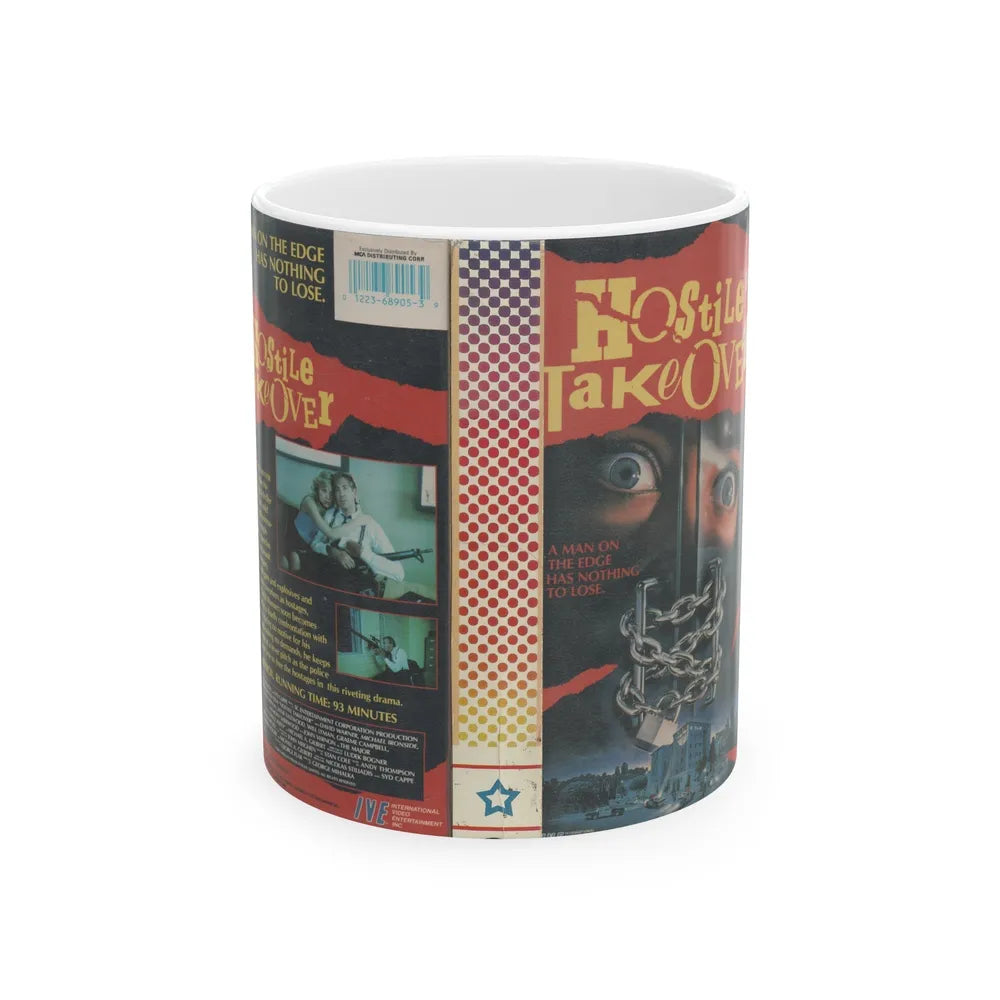 HOSTILE TAKEOVER (VHS COVER) - White Coffee Mug-11oz-Go Mug Yourself