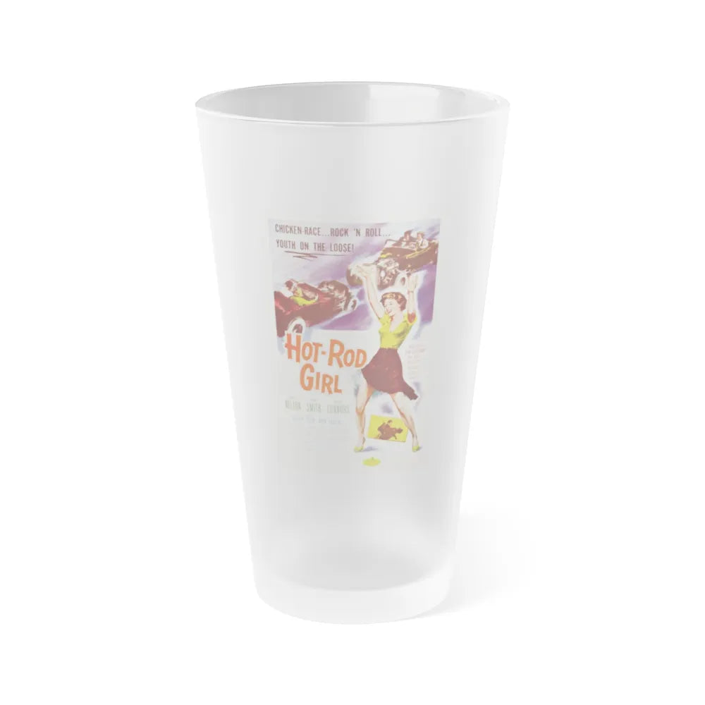 HOT ROD GIRL 1956 Movie Poster - Frosted Pint Glass 16oz-16oz-Frosted-Go Mug Yourself