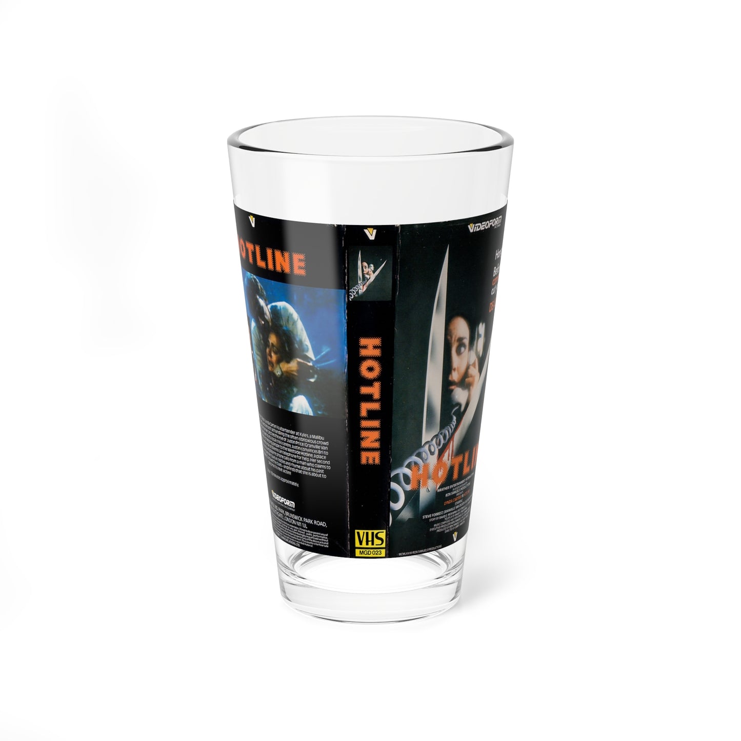 HOTLINE (VHS COVER) Pint Glass 16oz-16oz-Go Mug Yourself