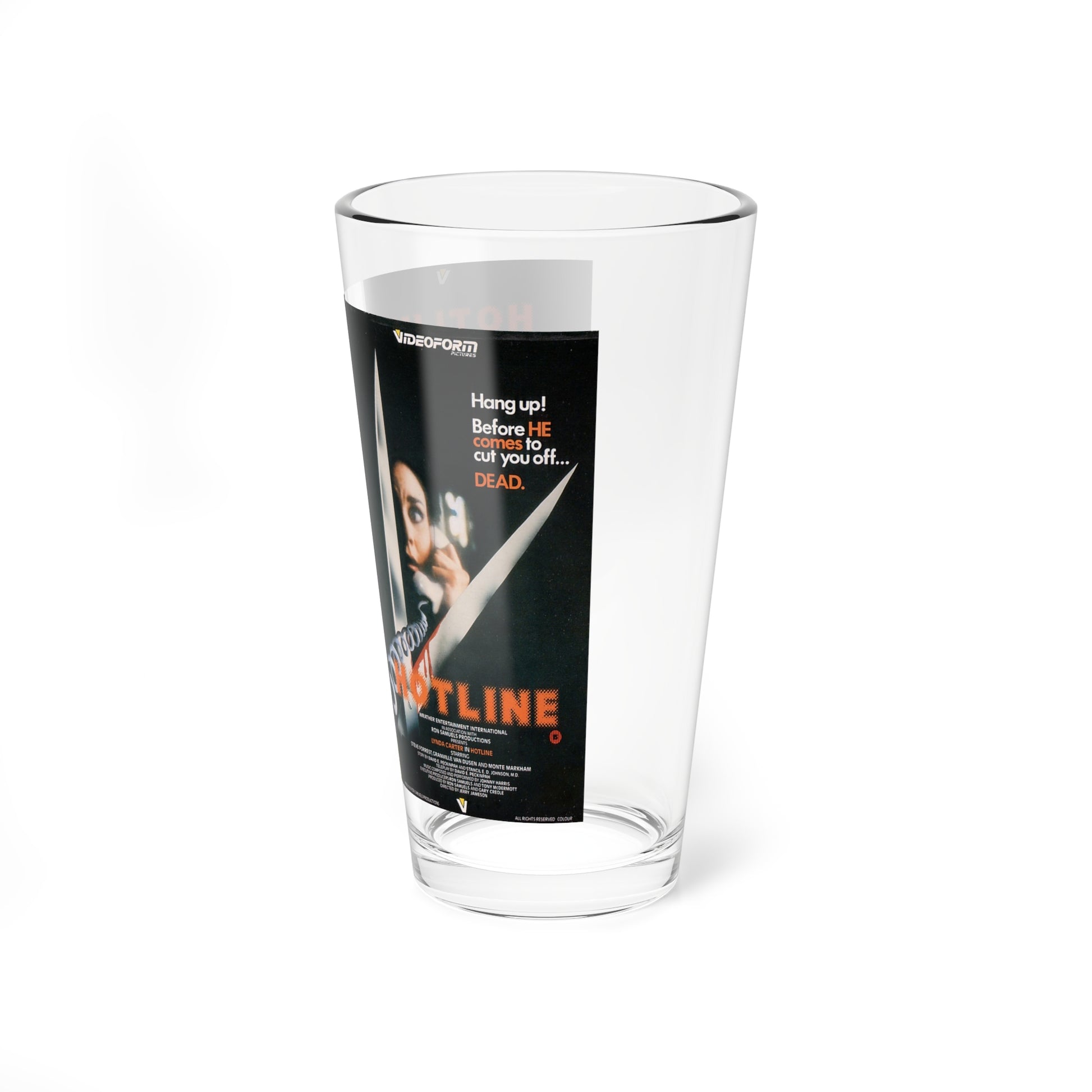 HOTLINE (VHS COVER) Pint Glass 16oz-Go Mug Yourself