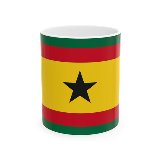 House Flag of the Black Star Line Ghana (Ghana) White Coffee Mug-11oz-Go Mug Yourself