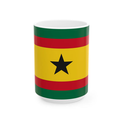House Flag of the Black Star Line Ghana (Ghana) White Coffee Mug-15oz-Go Mug Yourself