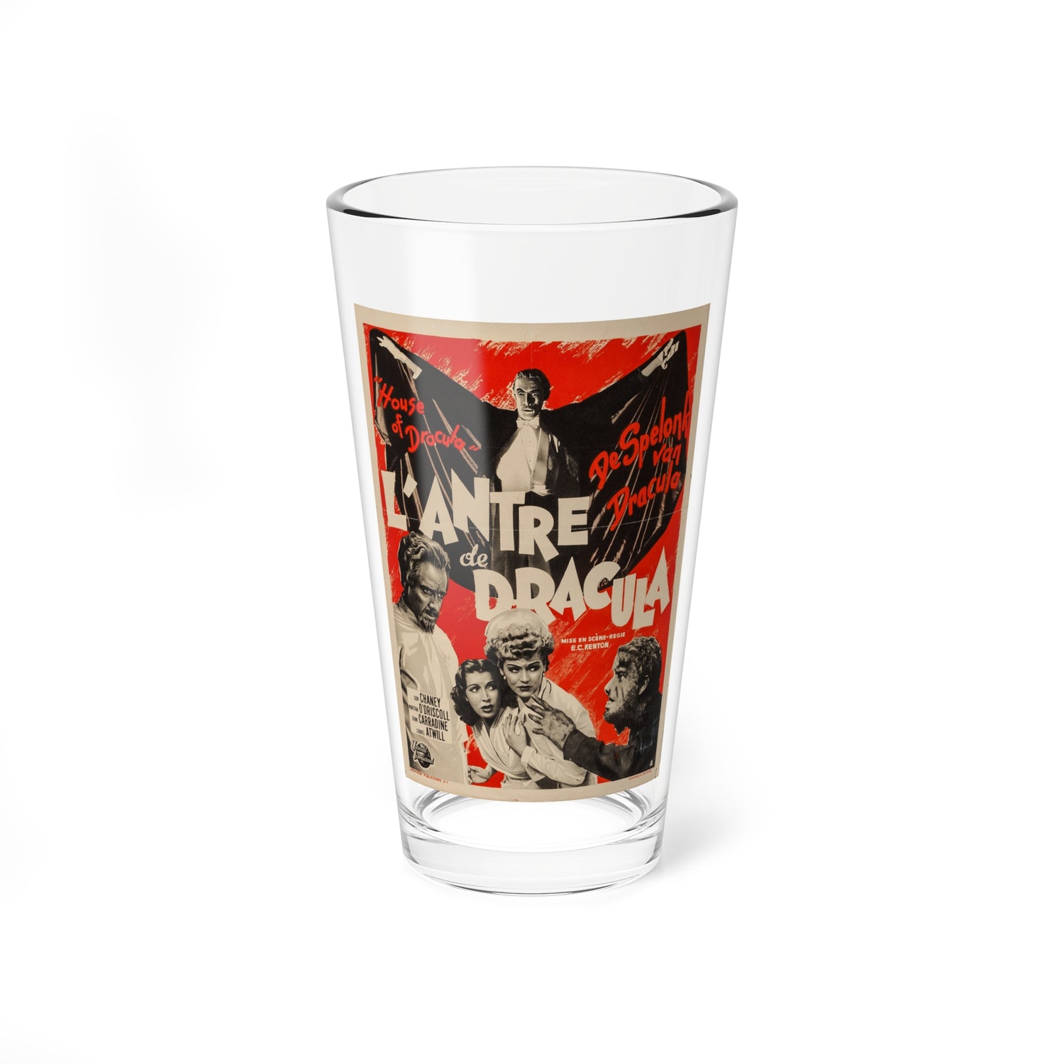 HOUSE OF DRACULA (BELGIAN) 1945 Movie Poster - Pint Glass 16oz-16oz-Go Mug Yourself