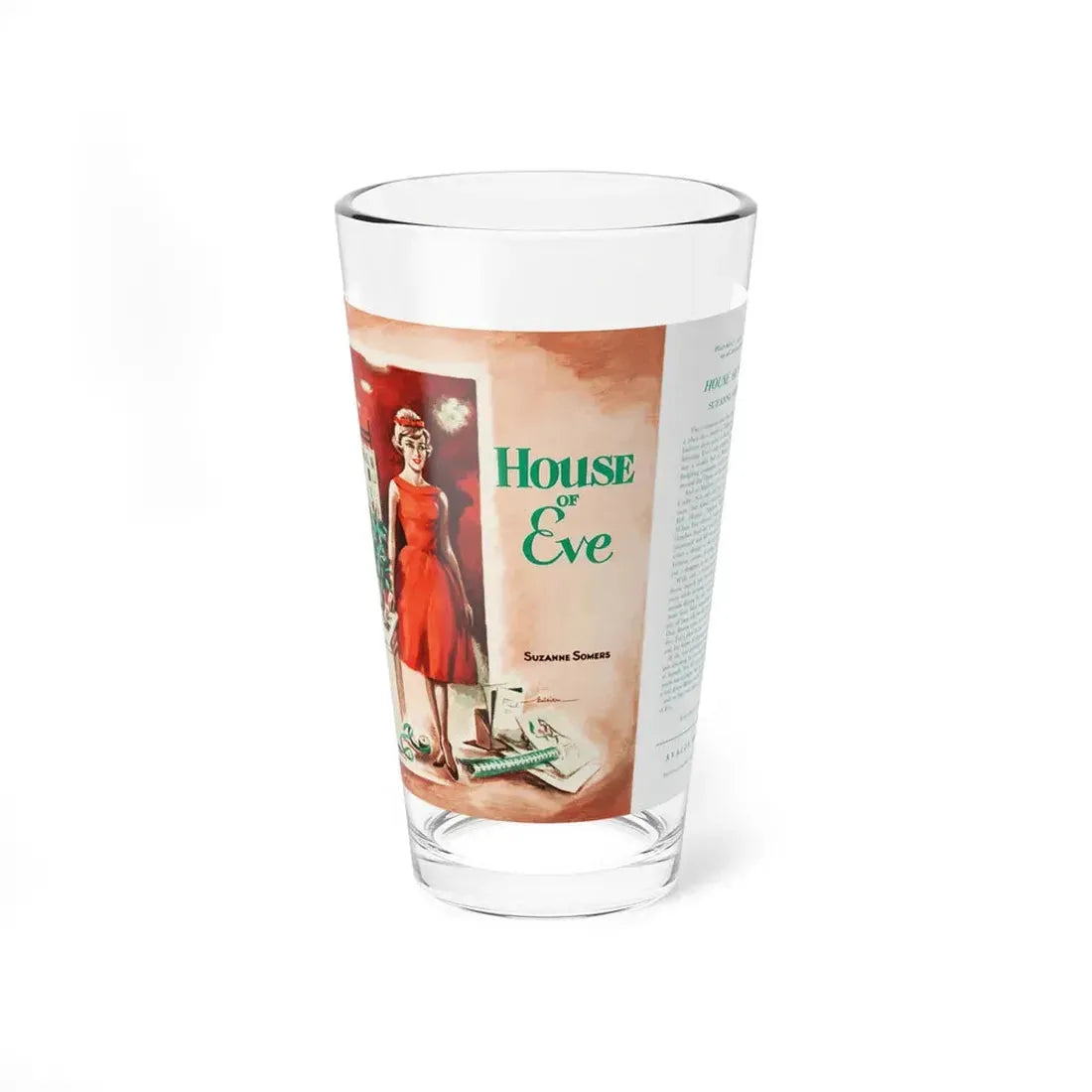 House of Eve by Suzanne Somers, Dustjacket (Avalon Books, 1962) - Pint Glass 16oz 16oz - Go Mug Yourself