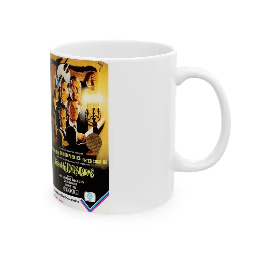 HOUSE OF LONG SHADOWS (VHS COVER) - White Coffee Mug - Go Mug Yourself