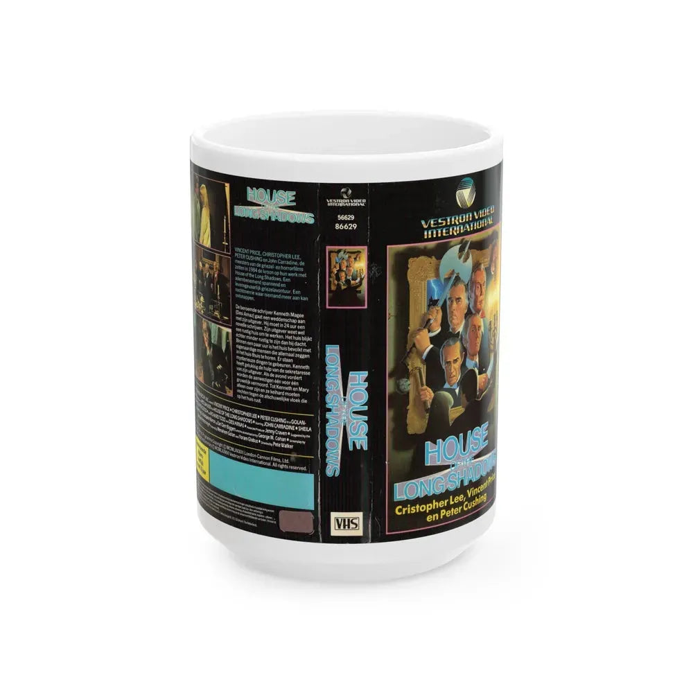 HOUSE OF LONG SHADOWS VINCENT PRICE CHRISTOPHER LEE (VHS COVER) - White Coffee Mug 15oz - Go Mug Yourself