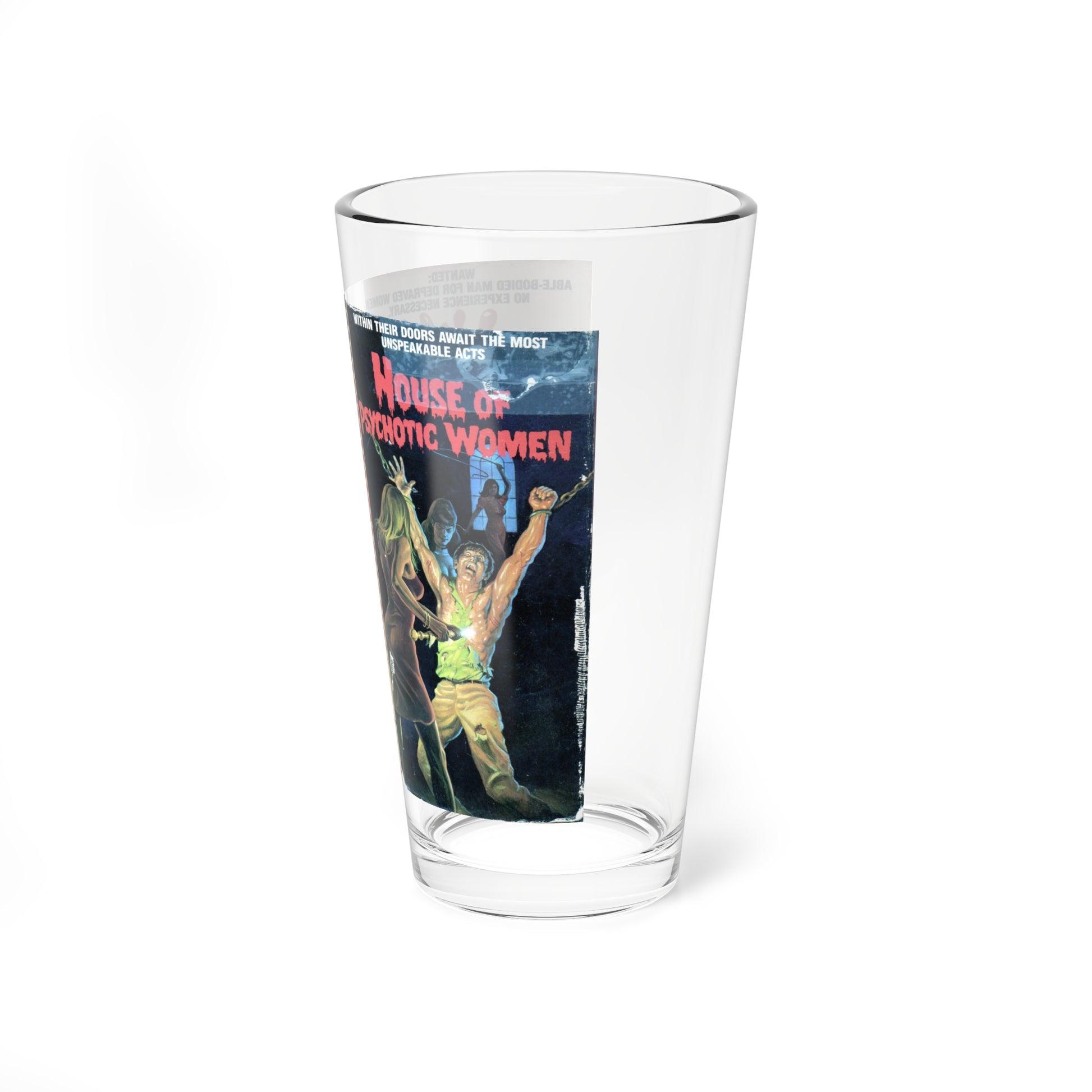 HOUSE OF PSYCHOTIC WOMEN (VHS COVER) Pint Glass 16oz-Go Mug Yourself