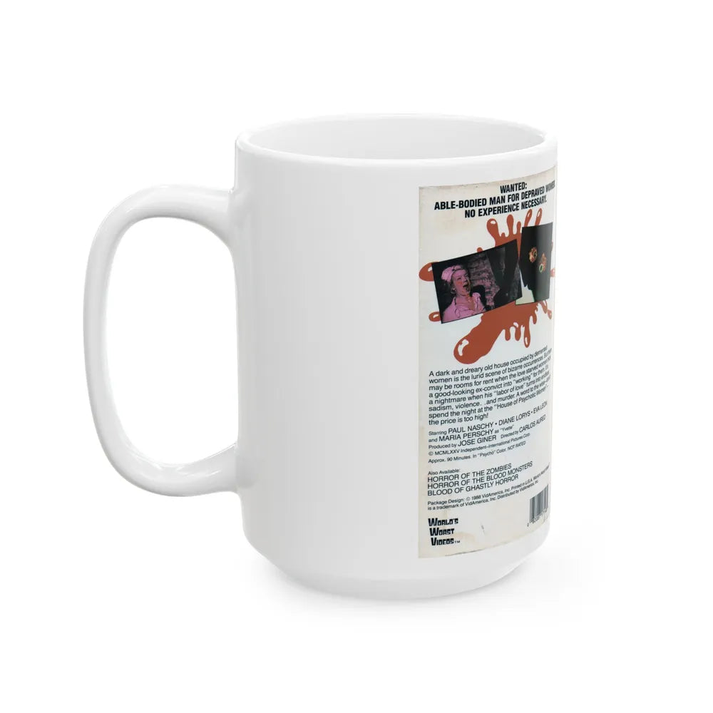 HOUSE OF PSYCHOTIC WOMEN (VHS COVER) - White Coffee Mug-Go Mug Yourself