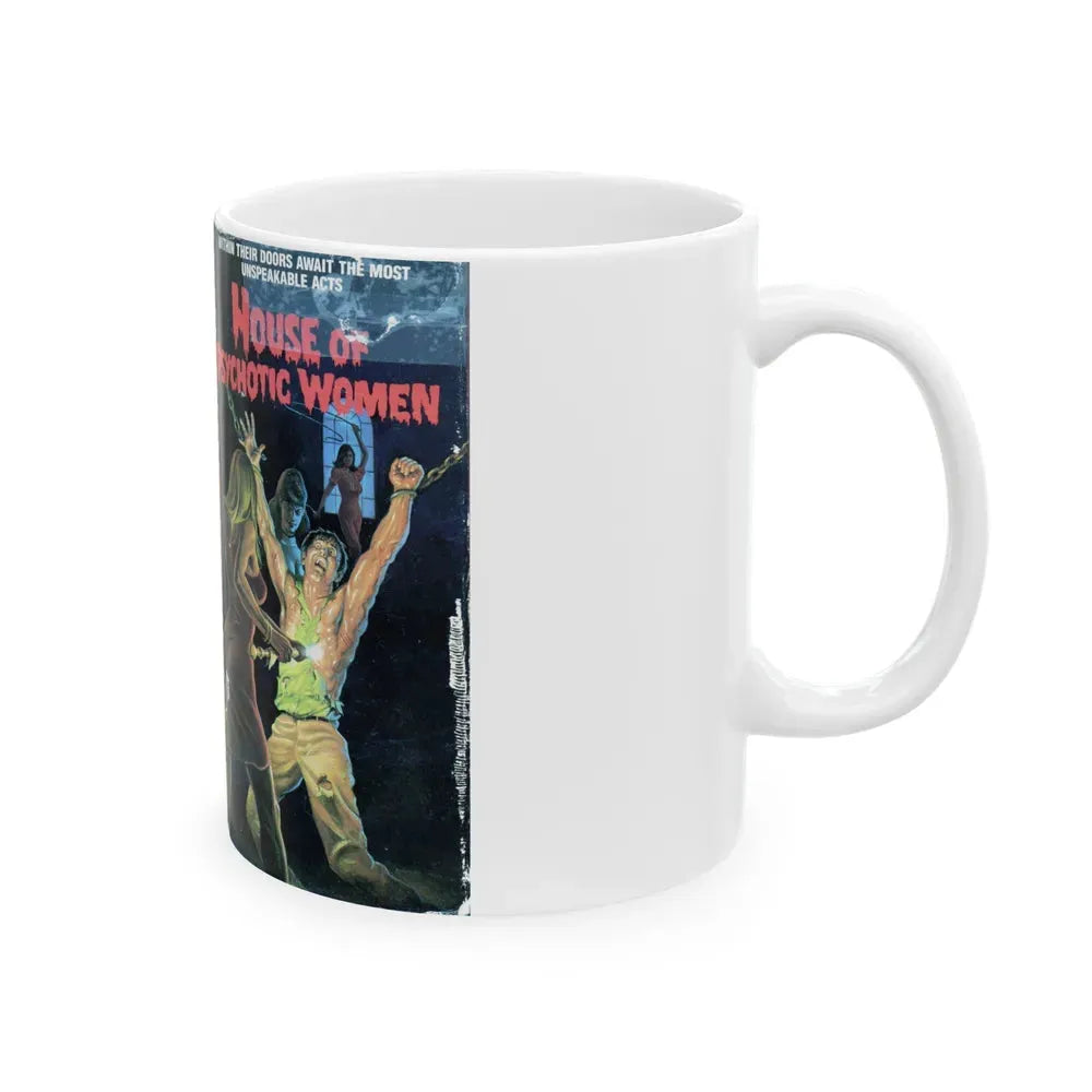 HOUSE OF PSYCHOTIC WOMEN (VHS COVER) - White Coffee Mug - Go Mug Yourself