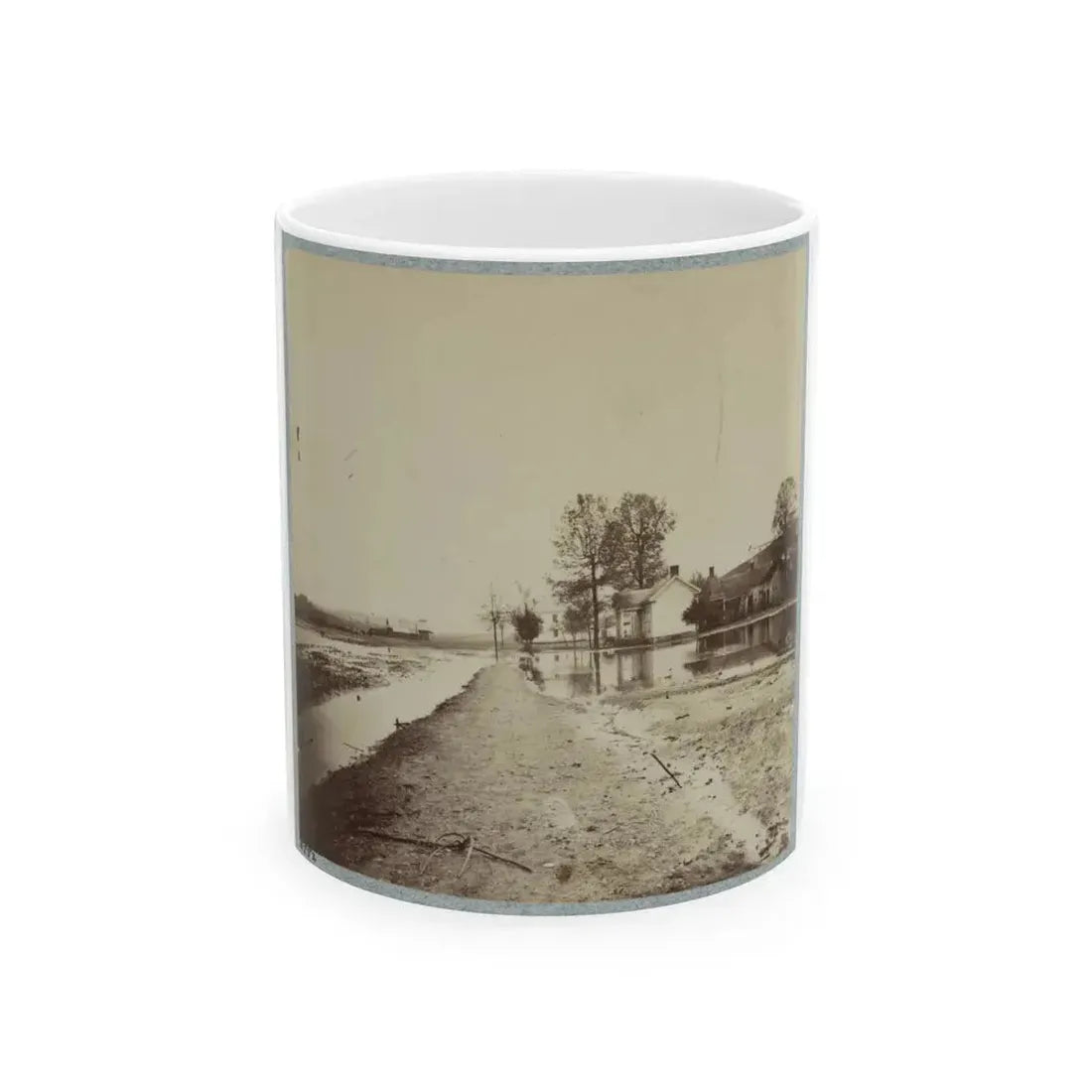 Houses In Flooded Area (U.S. Civil War) White Coffee Mug 11oz - Go Mug Yourself