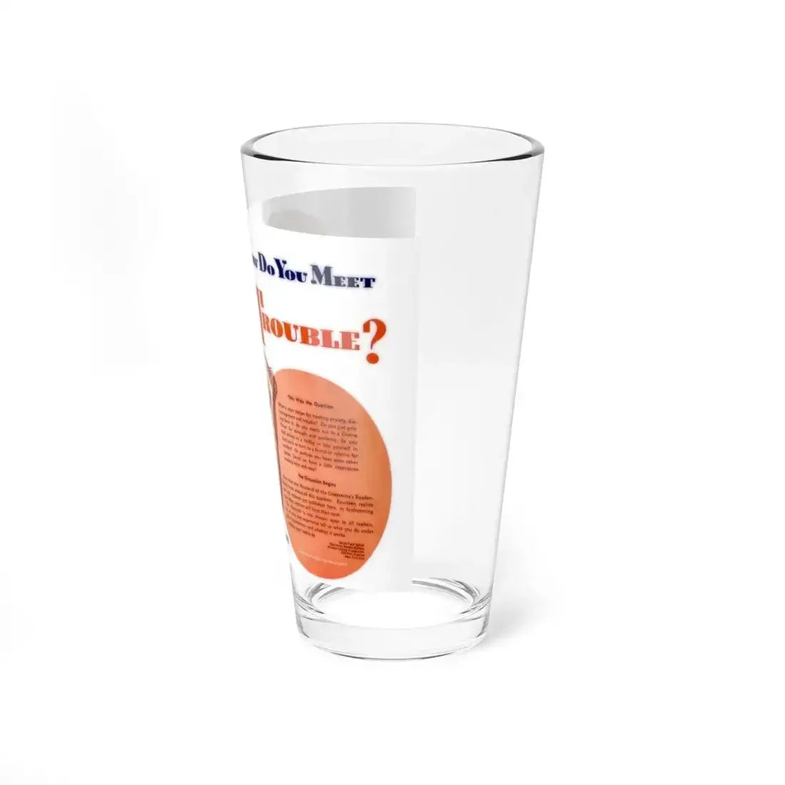 How Do You Meet Trouble, Woman's Home Companion, October 1938 - Pint Glass 16oz - Go Mug Yourself