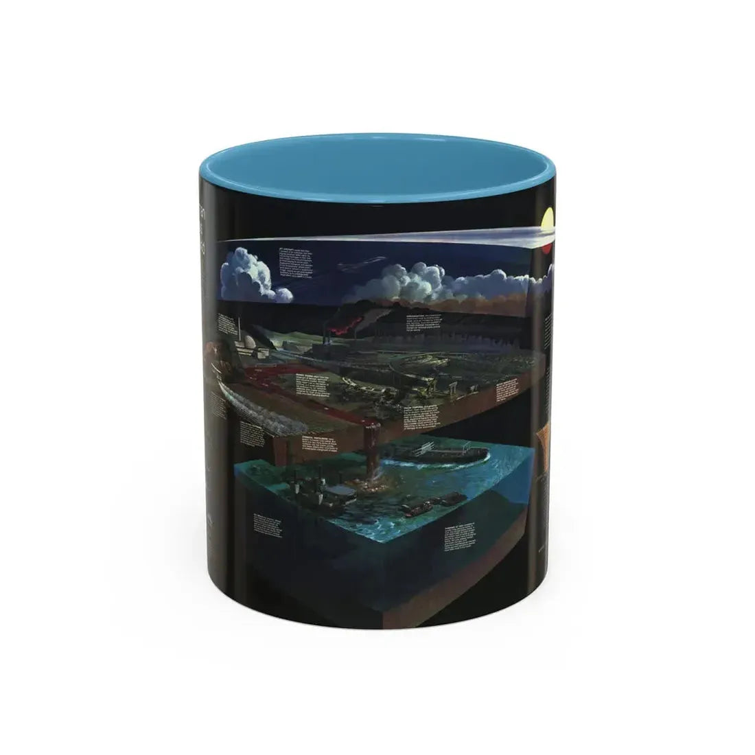 How Man Pollutes His World (1970) (Map) Accent Coffee Mug 11oz Light Blue - Go Mug Yourself