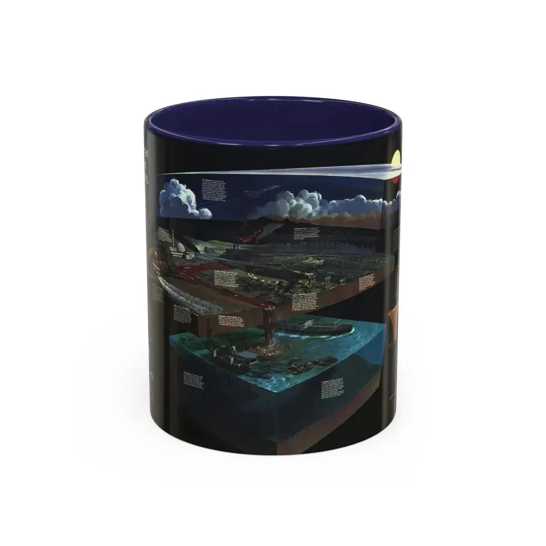 How Man Pollutes His World (1970) (Map) Accent Coffee Mug 11oz Navy - Go Mug Yourself