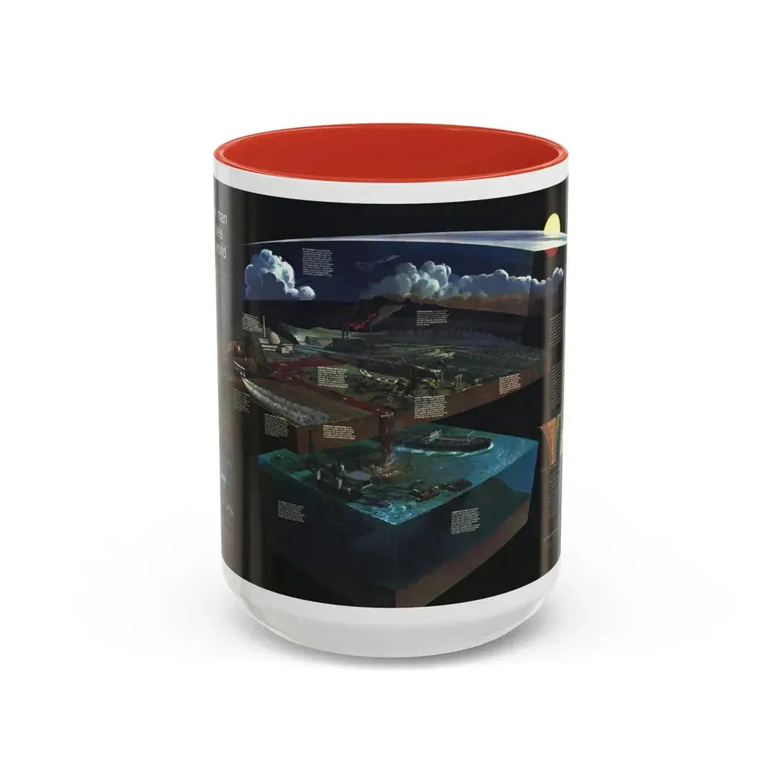 How Man Pollutes His World (1970) (Map) Accent Coffee Mug 15oz Red - Go Mug Yourself
