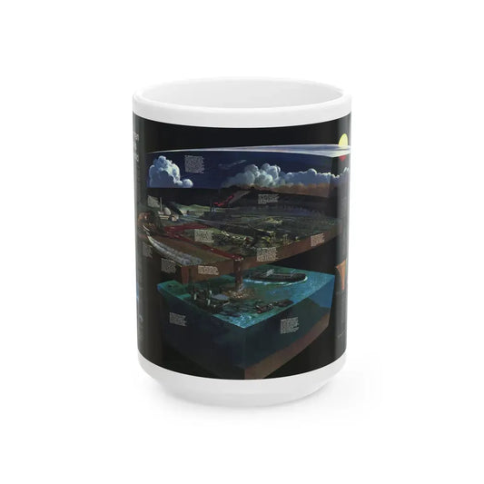 How Man Pollutes His World (1970) (Map) White Coffee Mug 15oz - Go Mug Yourself
