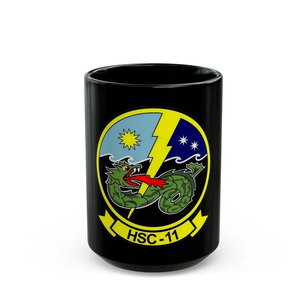 HSC 11 Helicopter Sea Combat Squadron 11 (U.S. Navy) Black Coffee Mug-15oz-Go Mug Yourself