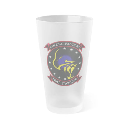 HSC 12 Golden Falcons (U.S. Navy) Frosted Pint Glass 16oz-Go Mug Yourself