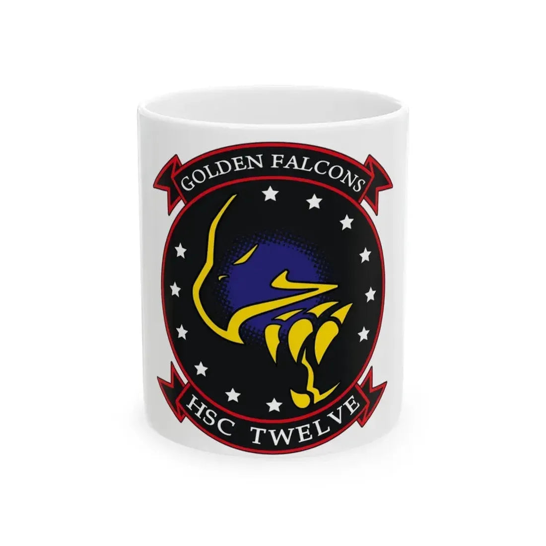 HSC 12 Golden Falcons (U.S. Navy) White Coffee Mug 11oz - Go Mug Yourself