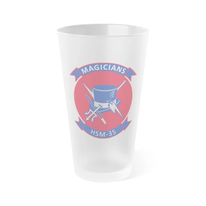 HSM 35 Helicopter Maritime Strike Squadron 35 (U.S. Navy) Frosted Pint Glass 16oz-Go Mug Yourself