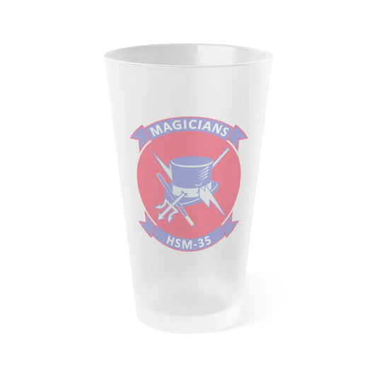 HSM 35 Magicians (U.S. Navy) Frosted Pint Glass 16oz-Go Mug Yourself