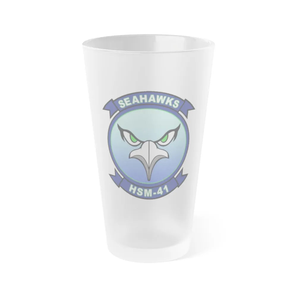 HSM 41 Helicopter Maritime Strike Squadron 41 (U.S. Navy) Frosted Pint Glass 16oz-Go Mug Yourself