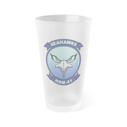 HSM 41 Helicopter Maritime Strike Squadron 41 (U.S. Navy) Frosted Pint Glass 16oz-Go Mug Yourself