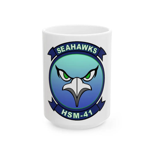 HSM 41 Helicopter Maritime Strike Squadron 41 (U.S. Navy) White Coffee Mug-15oz-Go Mug Yourself