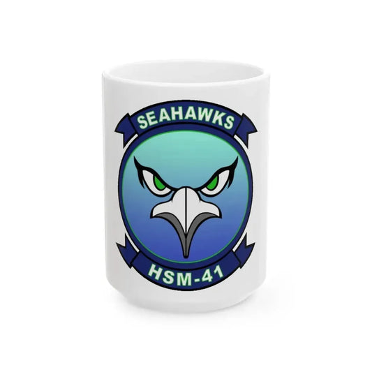 HSM 41 Helicopter Maritime Strike Squadron 41 (U.S. Navy) White Coffee Mug 15oz - Go Mug Yourself