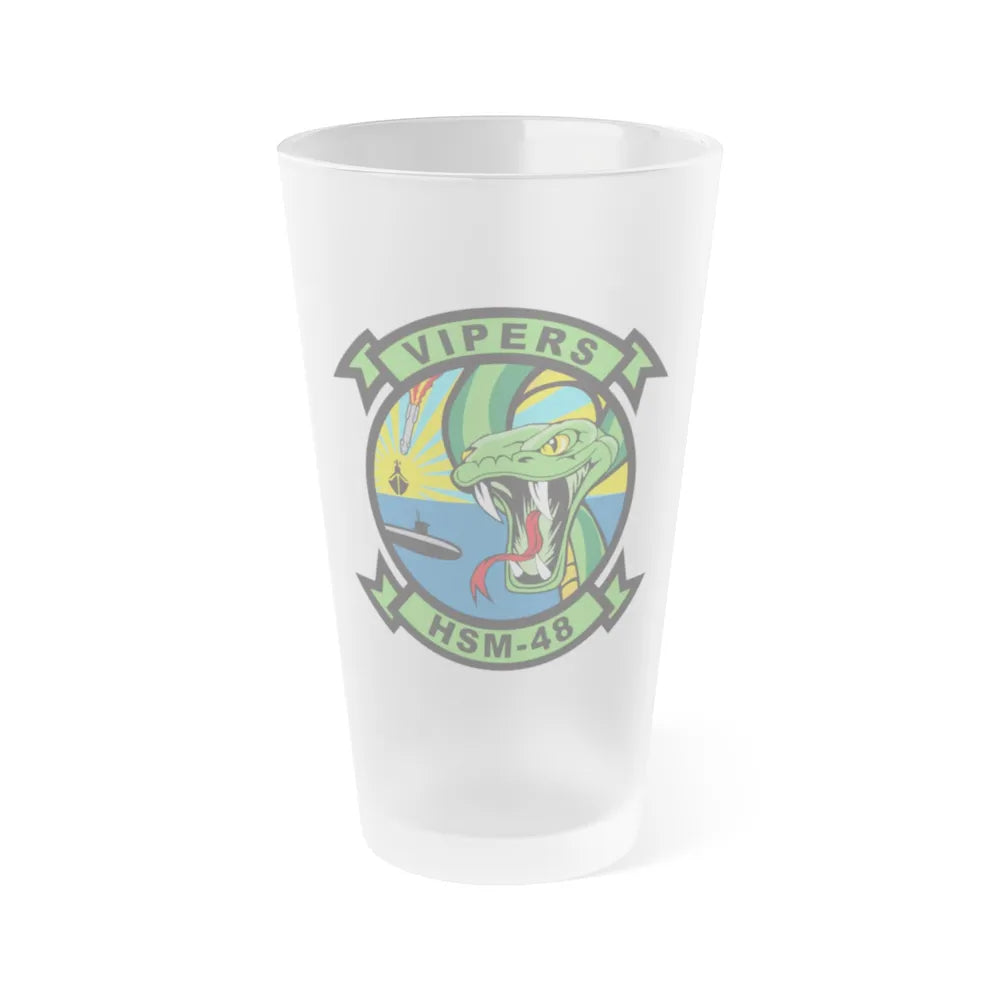 HSM 48 Vipers (U.S. Navy) Frosted Pint Glass 16oz-Go Mug Yourself