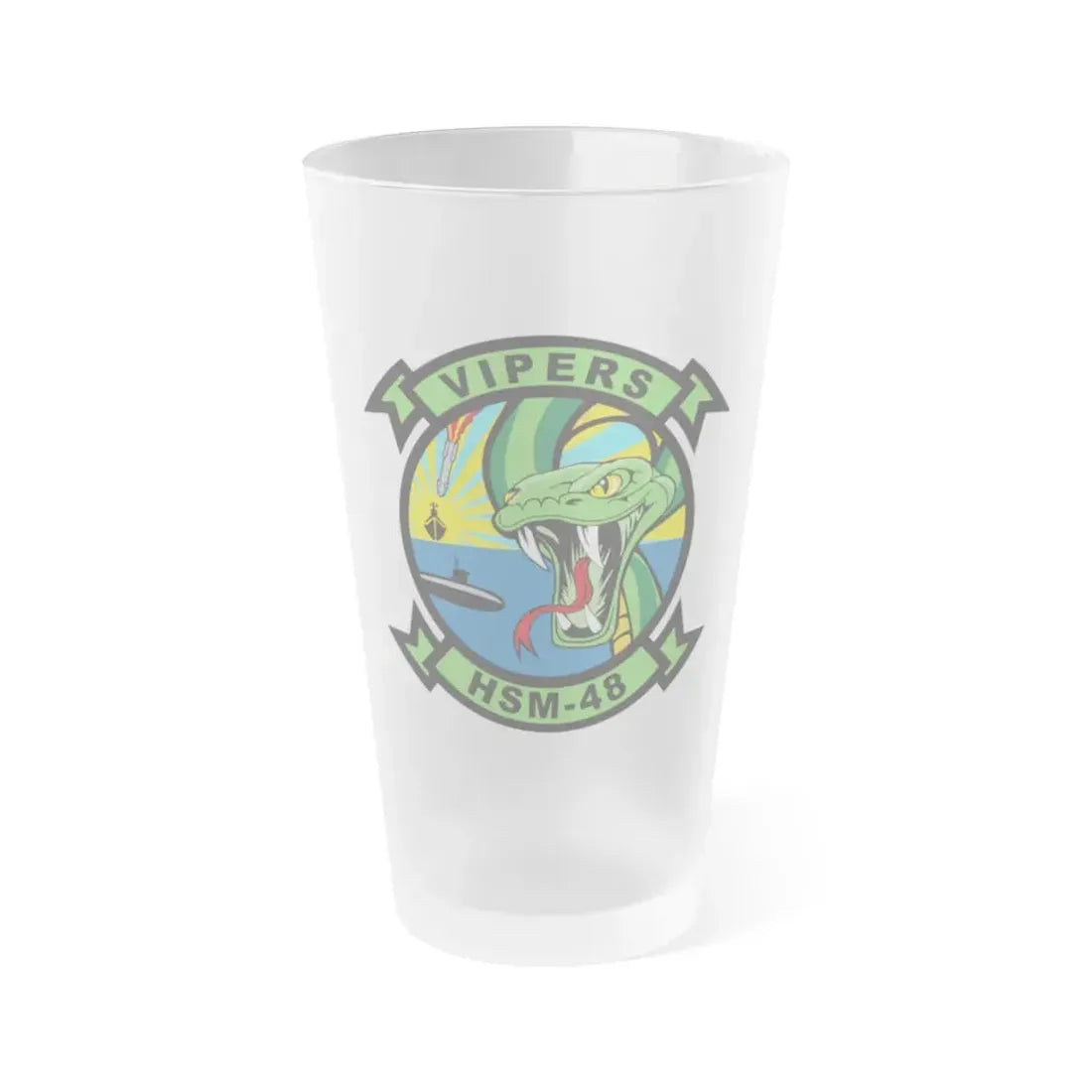 HSM 48 Vipers (U.S. Navy) Frosted Pint Glass 16oz Default Title - Go Mug Yourself