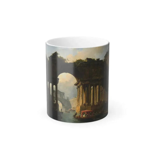 Hubert Robert (1733-1808)  Architectural Landscape with a Canal - Color Changing Mug 11oz 11oz - Go Mug Yourself