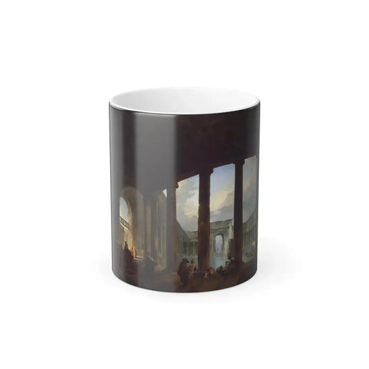 Hubert Robert (1733-1808) Swimming Pool Surrounded by Colonnade - Color Changing Mug 11oz 11oz - Go Mug Yourself