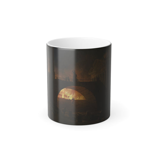 Hubert Robert (1733-1808) The Fire of Rome - Oil on Canvas 1785 - Color Changing Mug 11oz-11oz-Go Mug Yourself