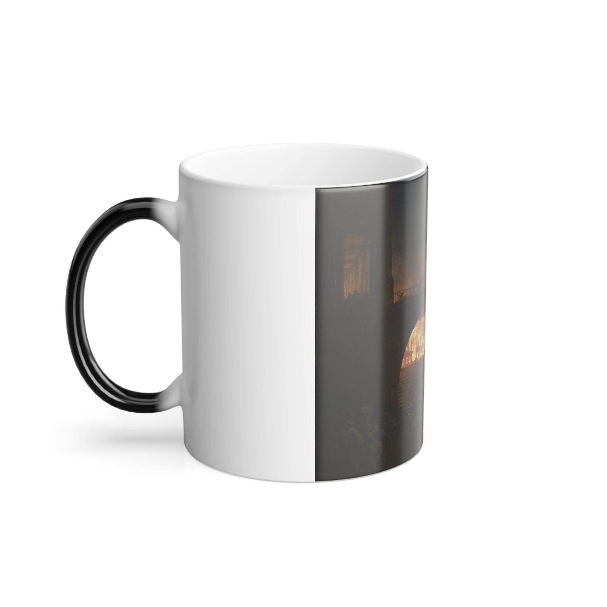 Hubert Robert (1733-1808) The Fire of Rome - Oil on Canvas 1785 - Color Changing Mug 11oz-Go Mug Yourself