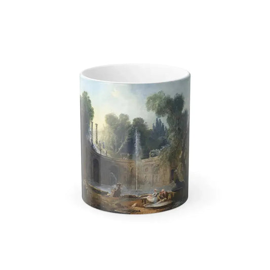 Hubert Robert (1733-1808) The Teatro delle Acque in the garden of the Villa Aldobrandini - Oil on Canvas - Color Changing Mug 11oz 11oz - Go Mug Yourself