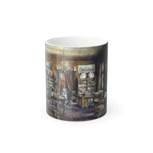Hugo Darnaut (1851-1937) A gentleman and a maidservant in an interior of a library - Watercolor on Paper-0 - Color Changing Mug 11oz 11oz - Go Mug Yourself