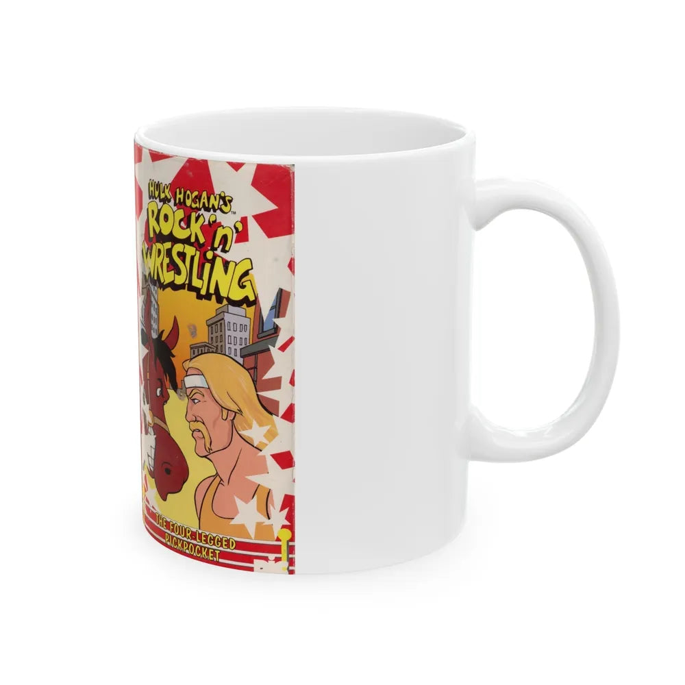 HULK HOGANS ROCK N WRESTLIN THE FOUR LEGGED PICKPOCKET (VHS COVER) - White Coffee Mug-Go Mug Yourself