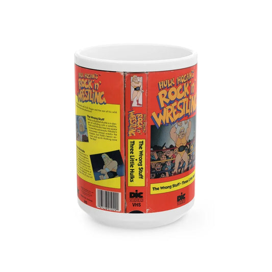 HULK HOGANS ROCK N WRESTLIN THE WRONG STUFF AND THREE LITTLE HULKS (VHS COVER) - White Coffee Mug-15oz-Go Mug Yourself