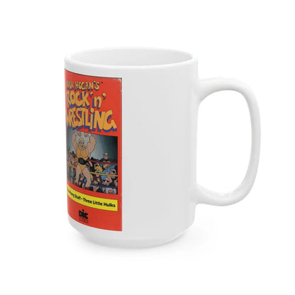 HULK HOGANS ROCK N WRESTLIN THE WRONG STUFF AND THREE LITTLE HULKS (VHS COVER) - White Coffee Mug-Go Mug Yourself