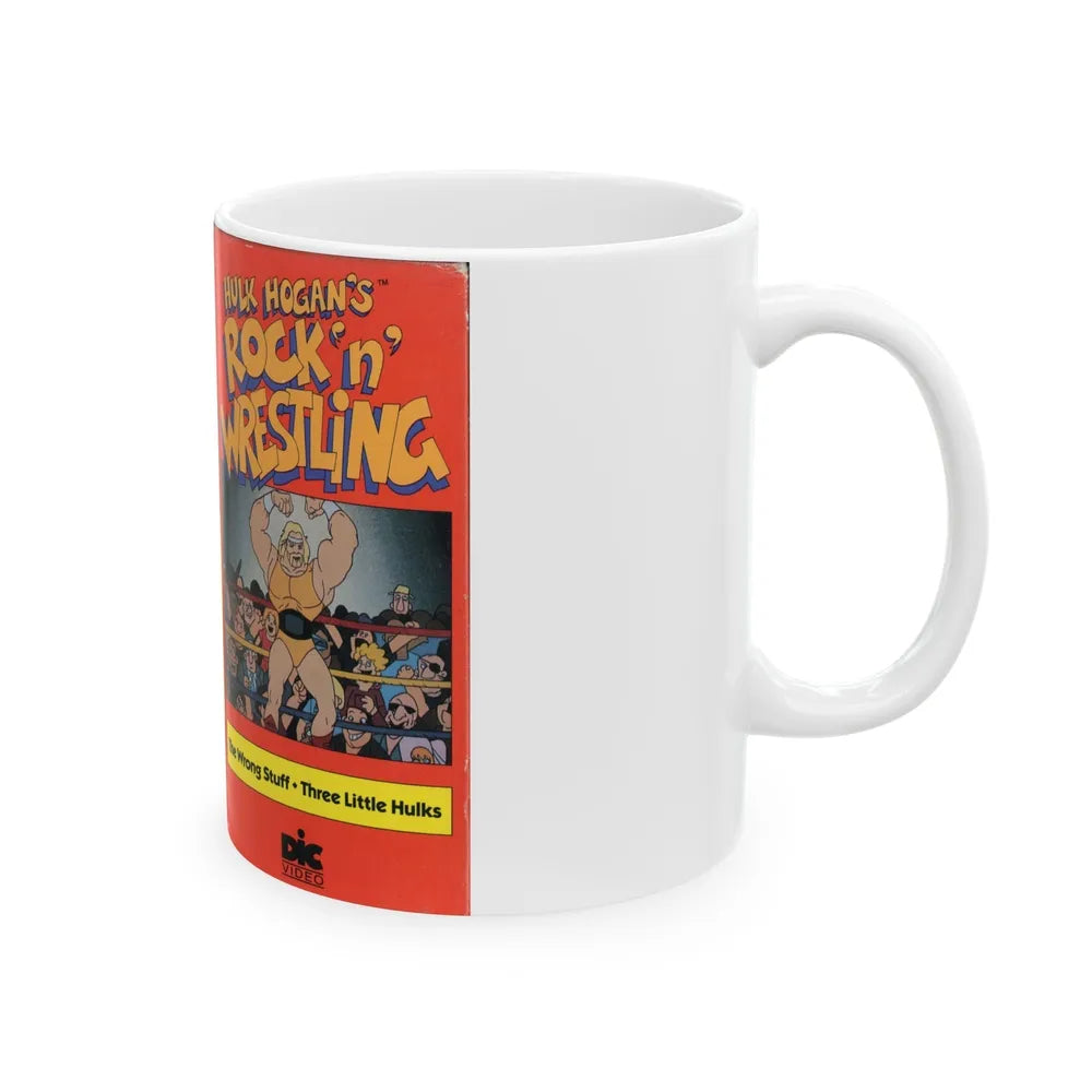 HULK HOGANS ROCK N WRESTLIN THE WRONG STUFF AND THREE LITTLE HULKS (VHS COVER) - White Coffee Mug-Go Mug Yourself