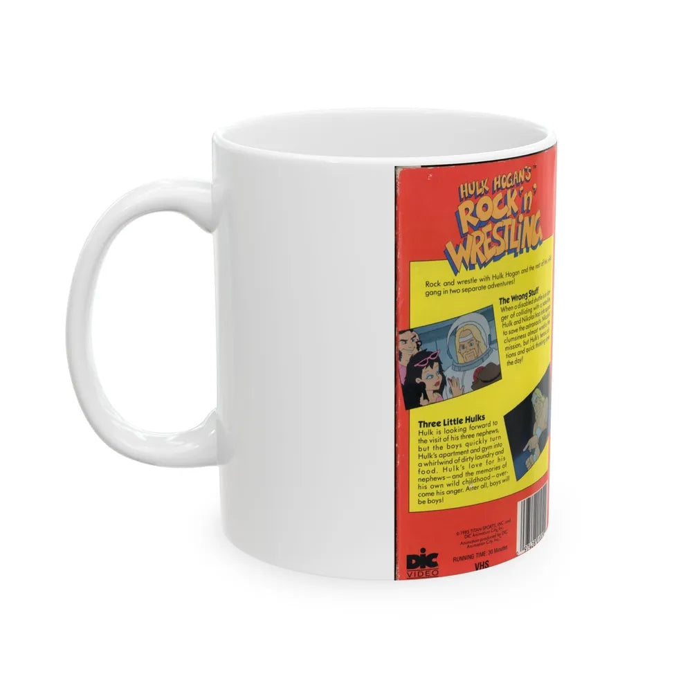 HULK HOGANS ROCK N WRESTLIN THE WRONG STUFF AND THREE LITTLE HULKS (VHS COVER) - White Coffee Mug-Go Mug Yourself